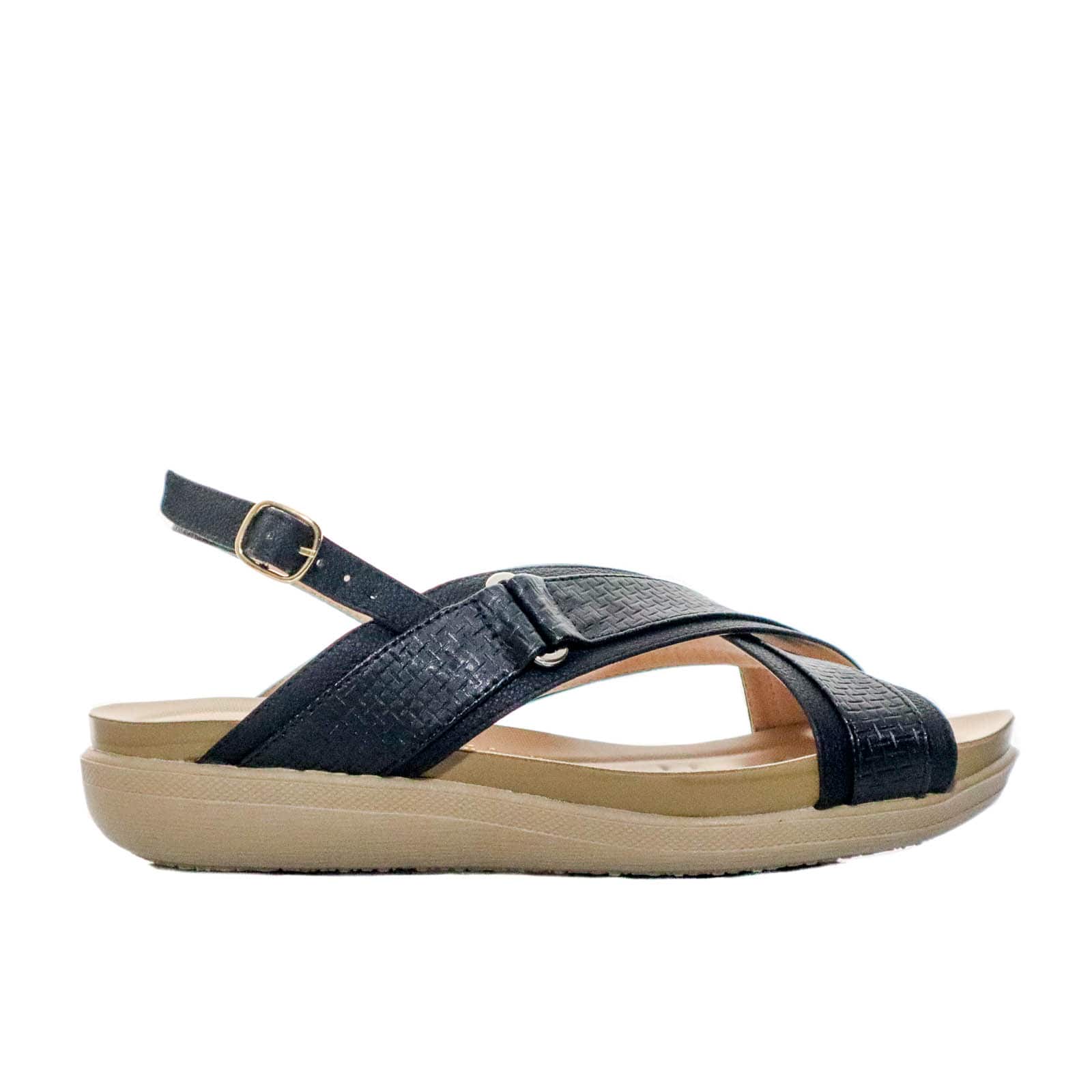 Sandalia plana negro para mujer 107-Z83