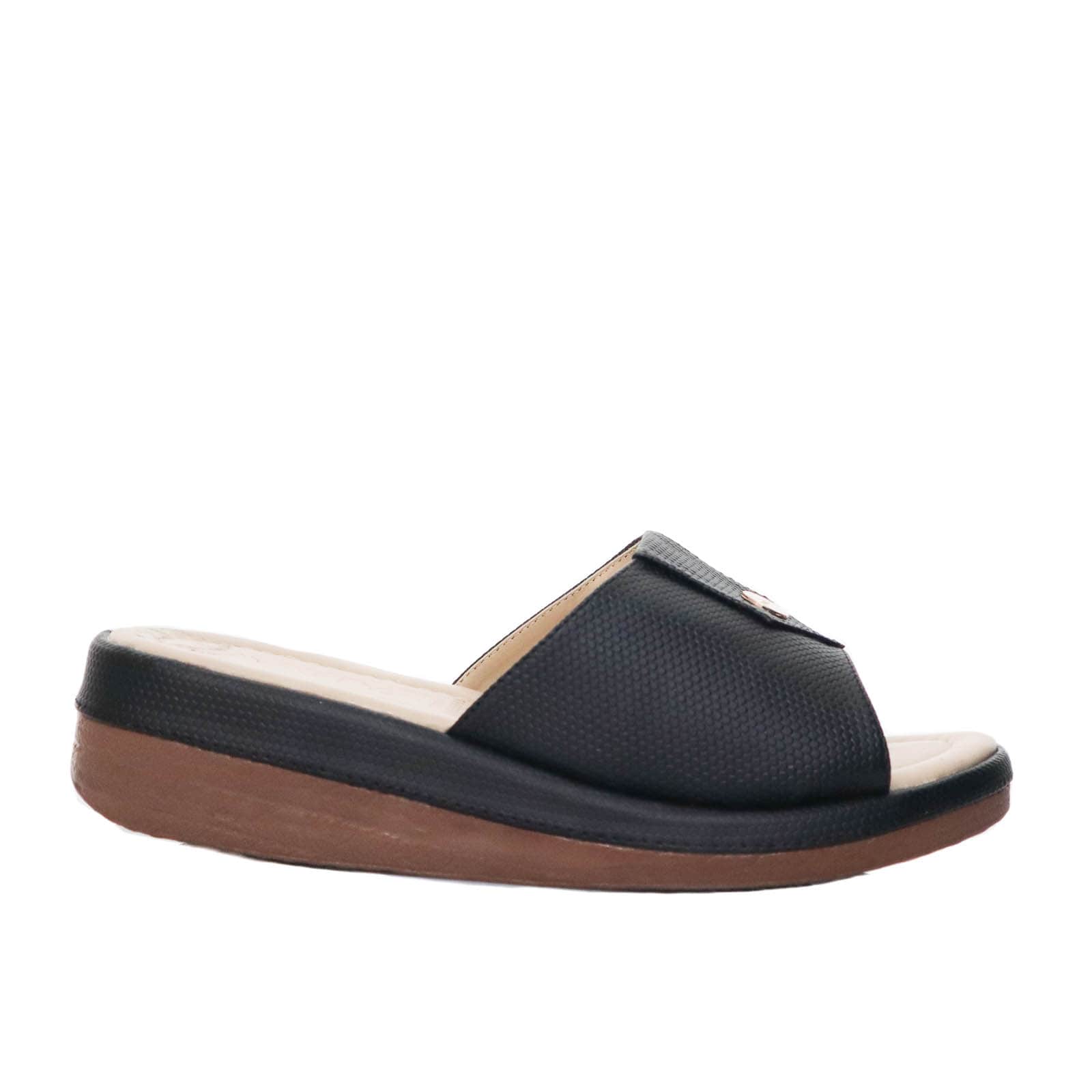 Sandalia plana negro para mujer 127-Z431