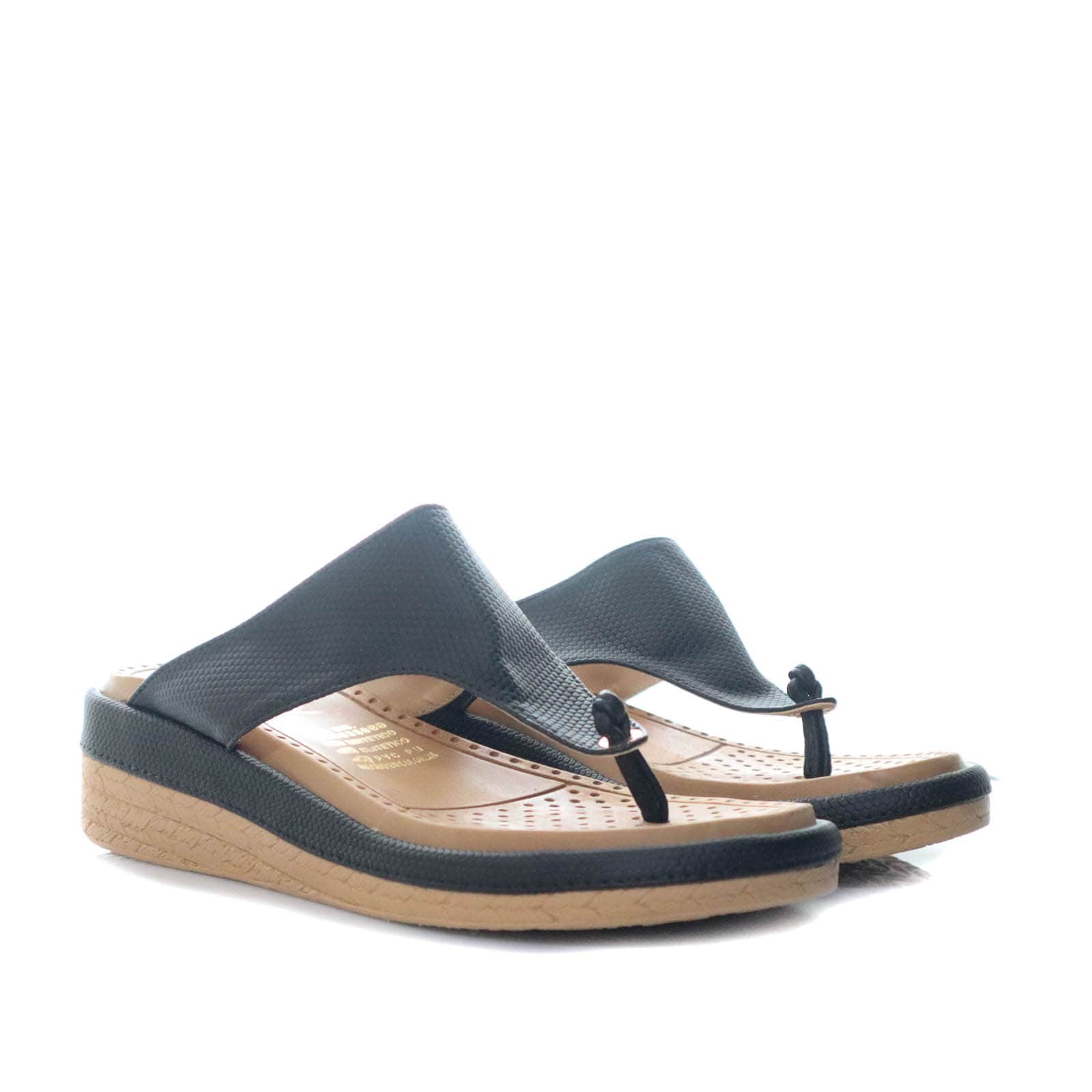 Sandalia plana negro para mujer 134-Z431