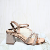 Sandalia 5 1/2 brillos oro rosa para mujer 180-Z805