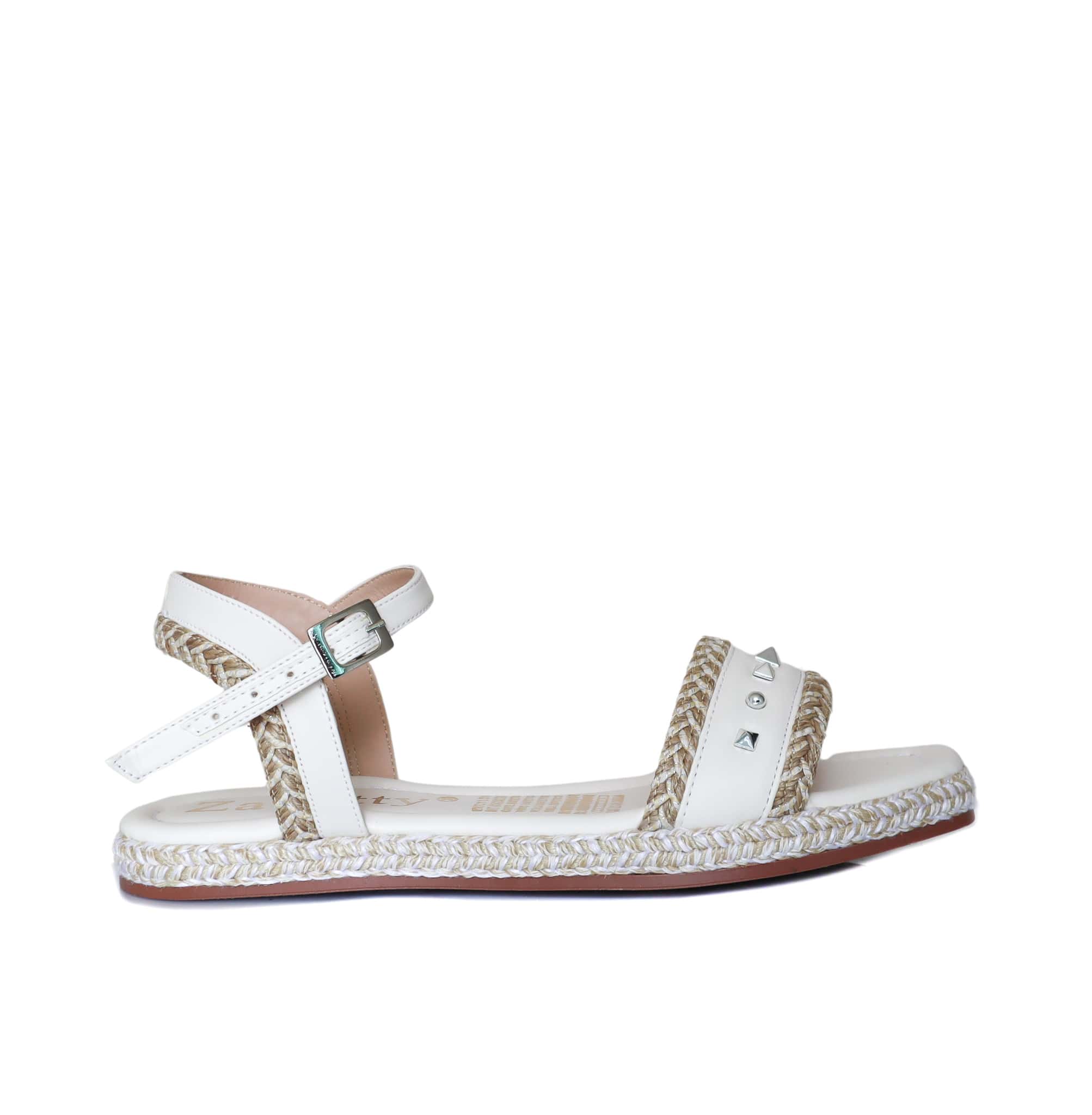 Sandalia plana talco para mujer 1801-Z101