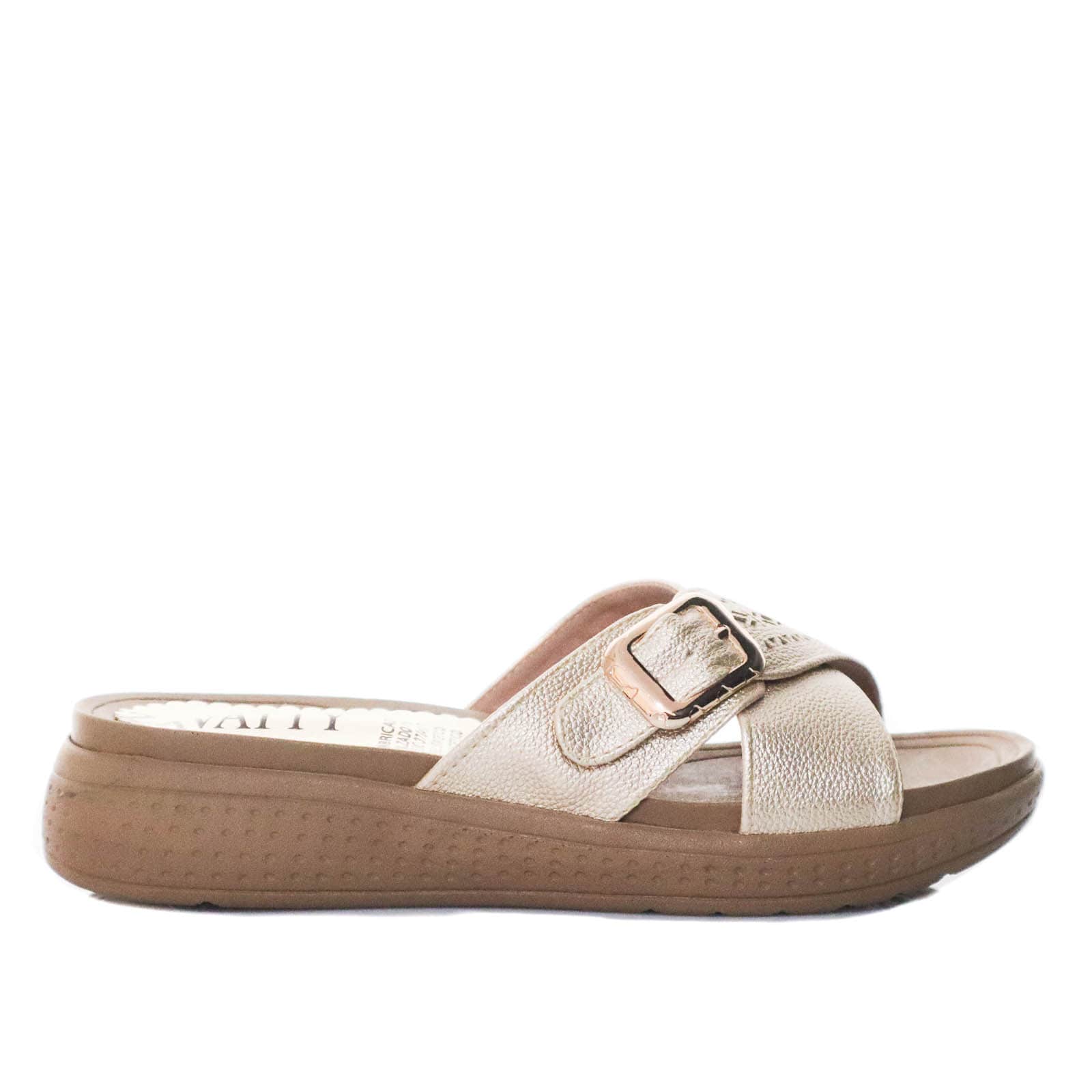 Sandalia plataforma baja champaña para mujer 2288-Z197