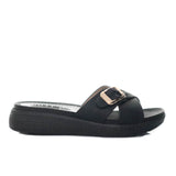 Sandalia plataforma baja negro x charol para mujer 2288-Z197