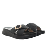 Sandalia plataforma baja negro x charol para mujer 2288-Z197