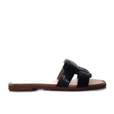 Sandalia plana negro para mujer 23C18-Z19