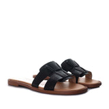 Sandalia plana negro para mujer 23C18-Z19