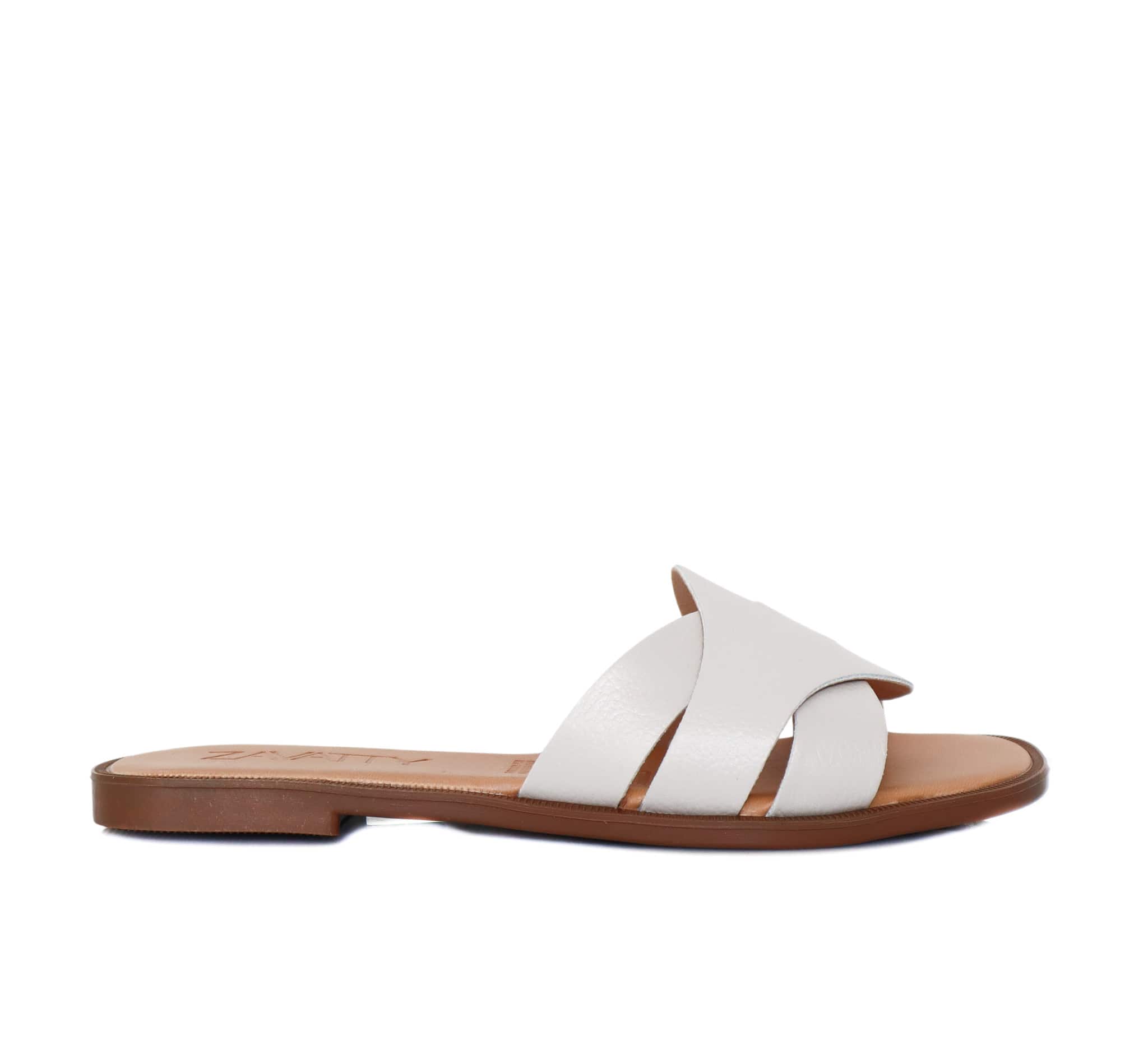 Sandalia plana gris cuero para mujer 23C26-Z19