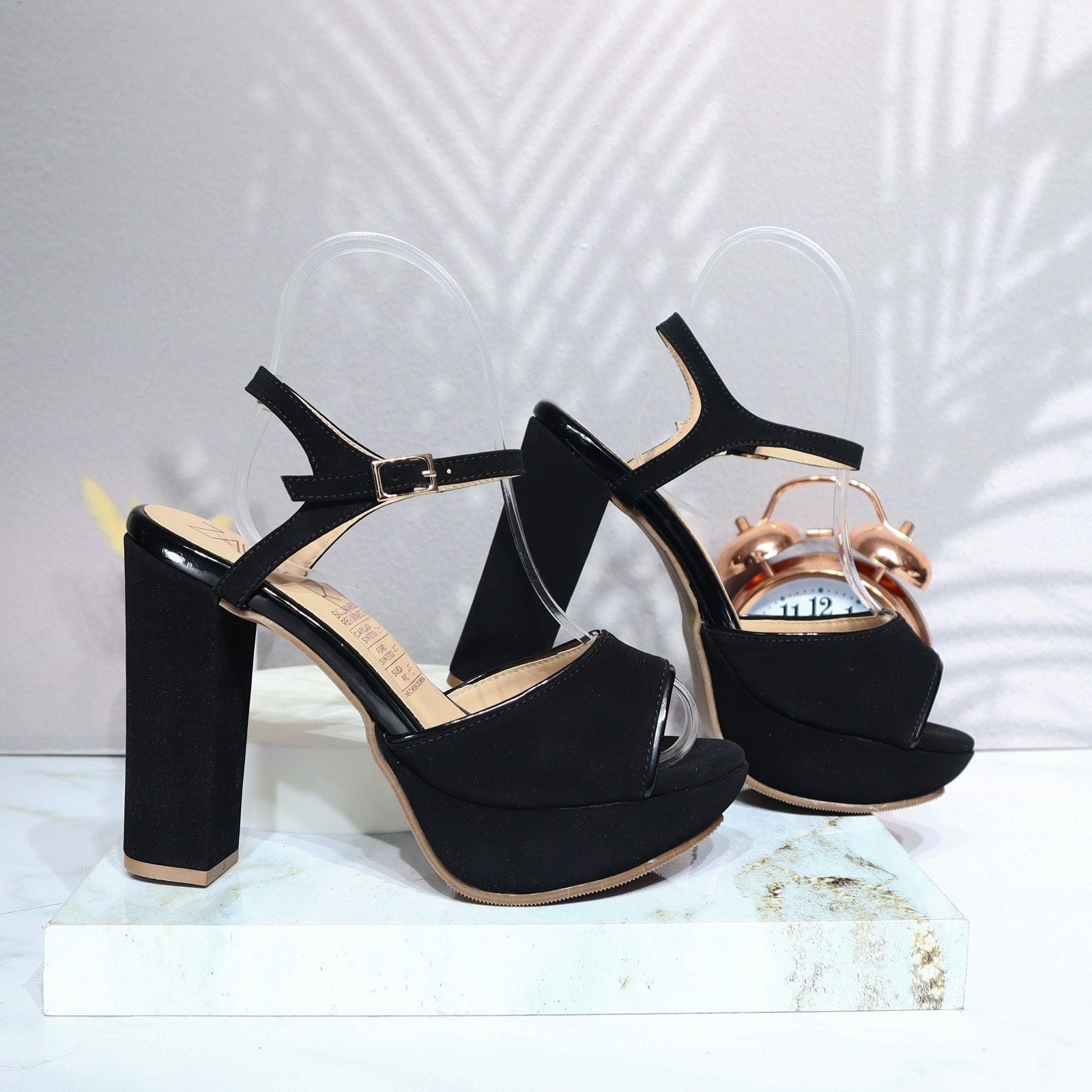 Tacon negro nobuck x charol para mujer 2501-Z349