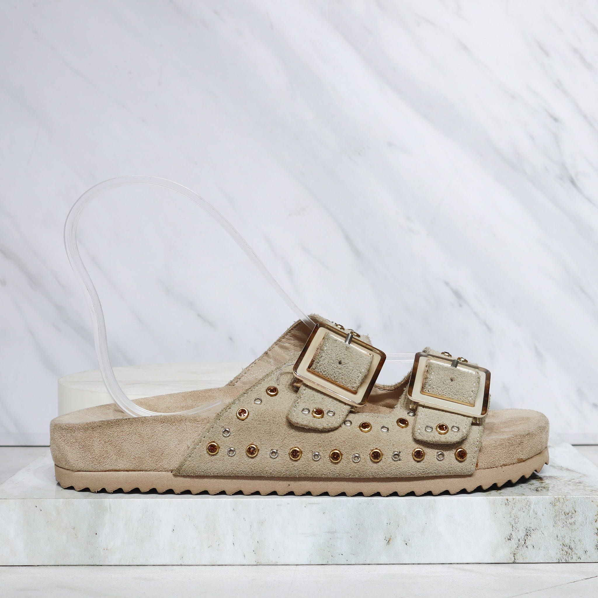 Sandalia canoa beige cuero para mujer 251318-z718