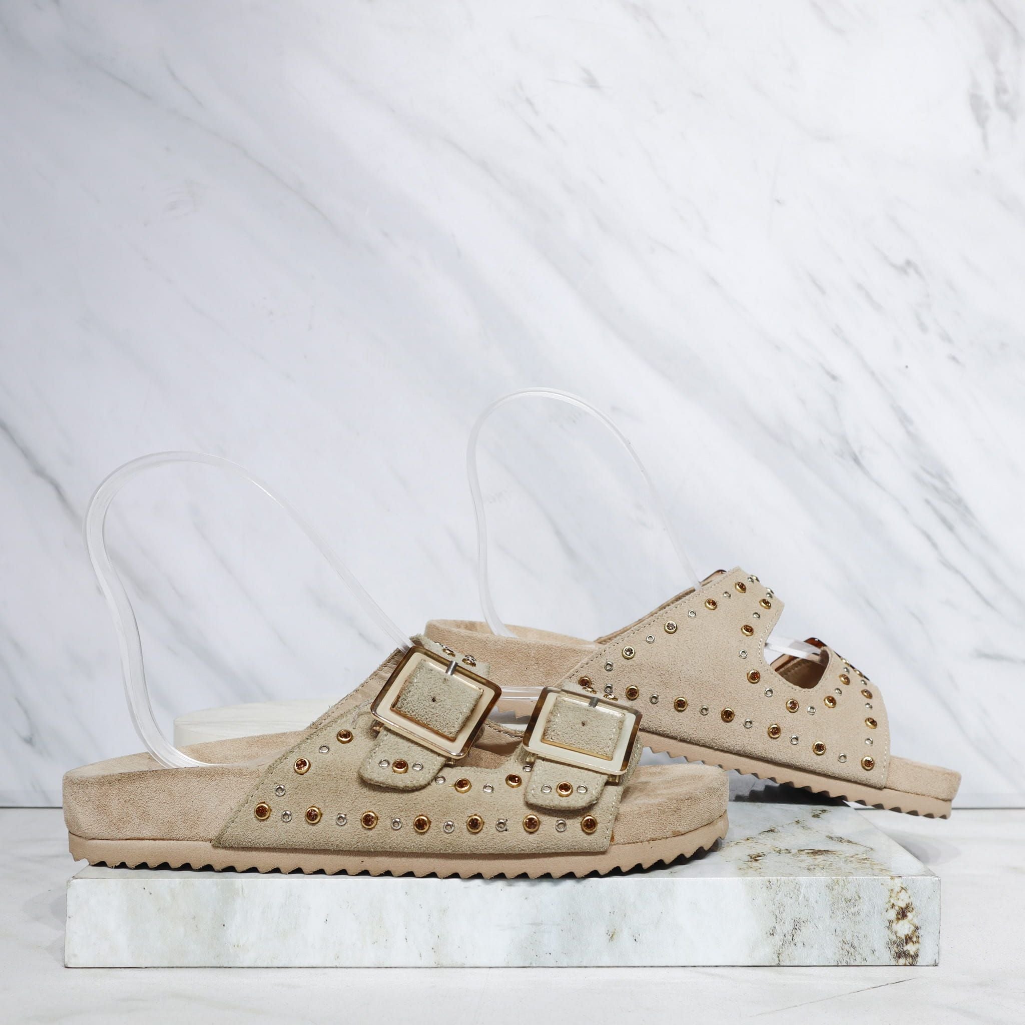 Sandalia canoa beige cuero para mujer 251318-z718