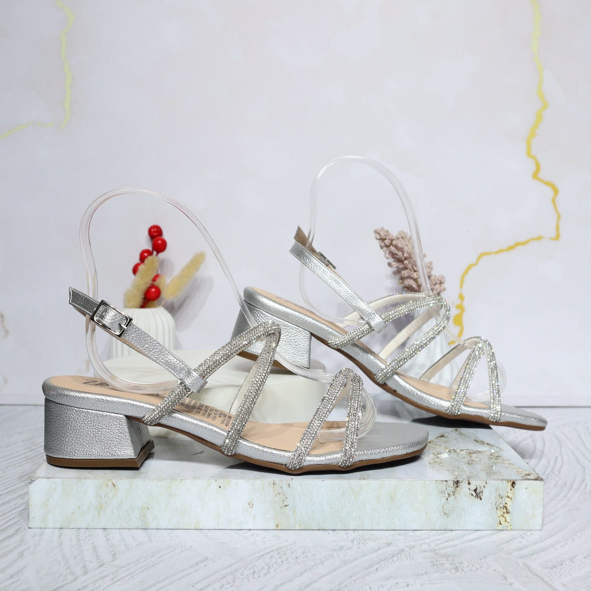 Sandalia tacon plata para mujer 2730-Z148