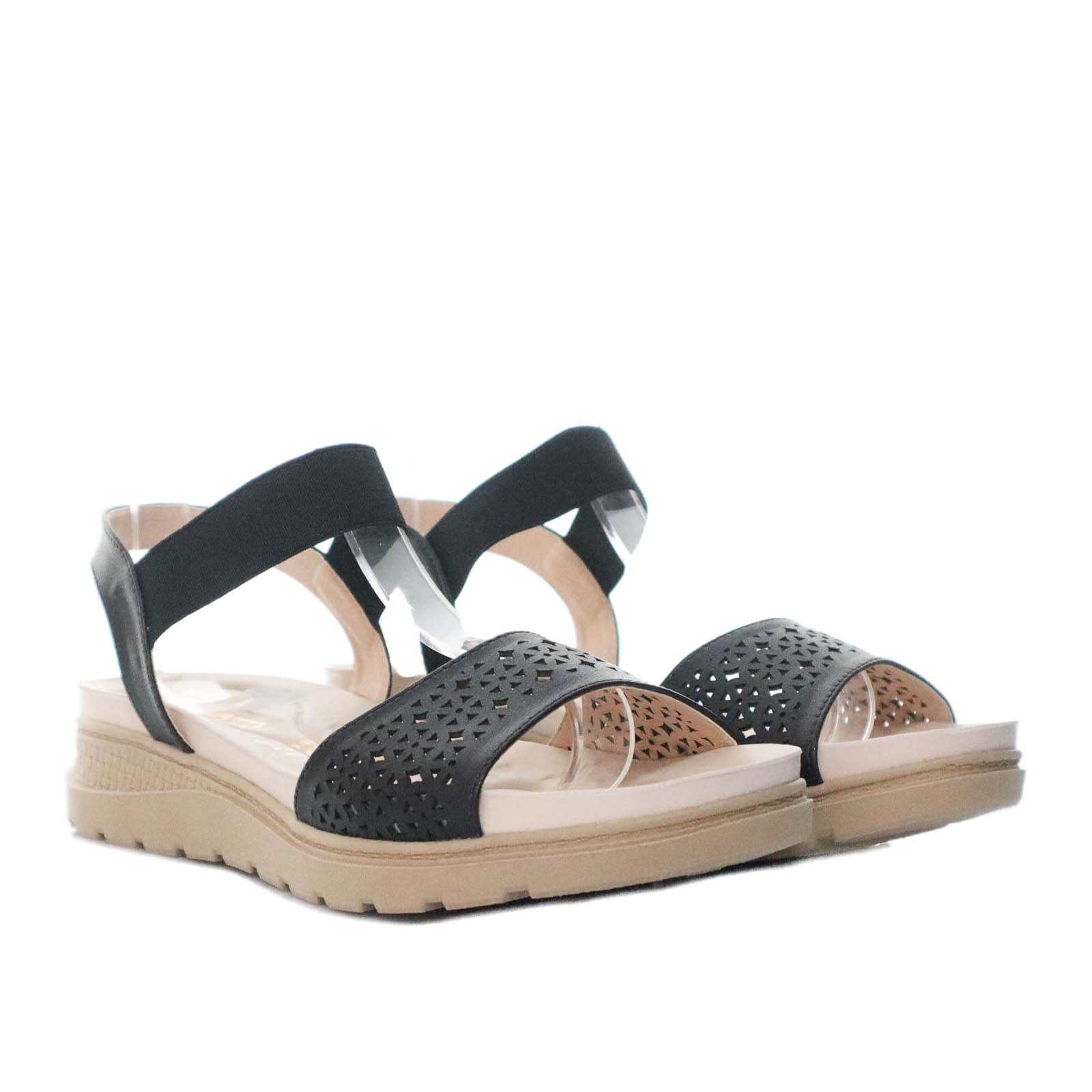 Sandalia plana negro para mujer 301-Z83