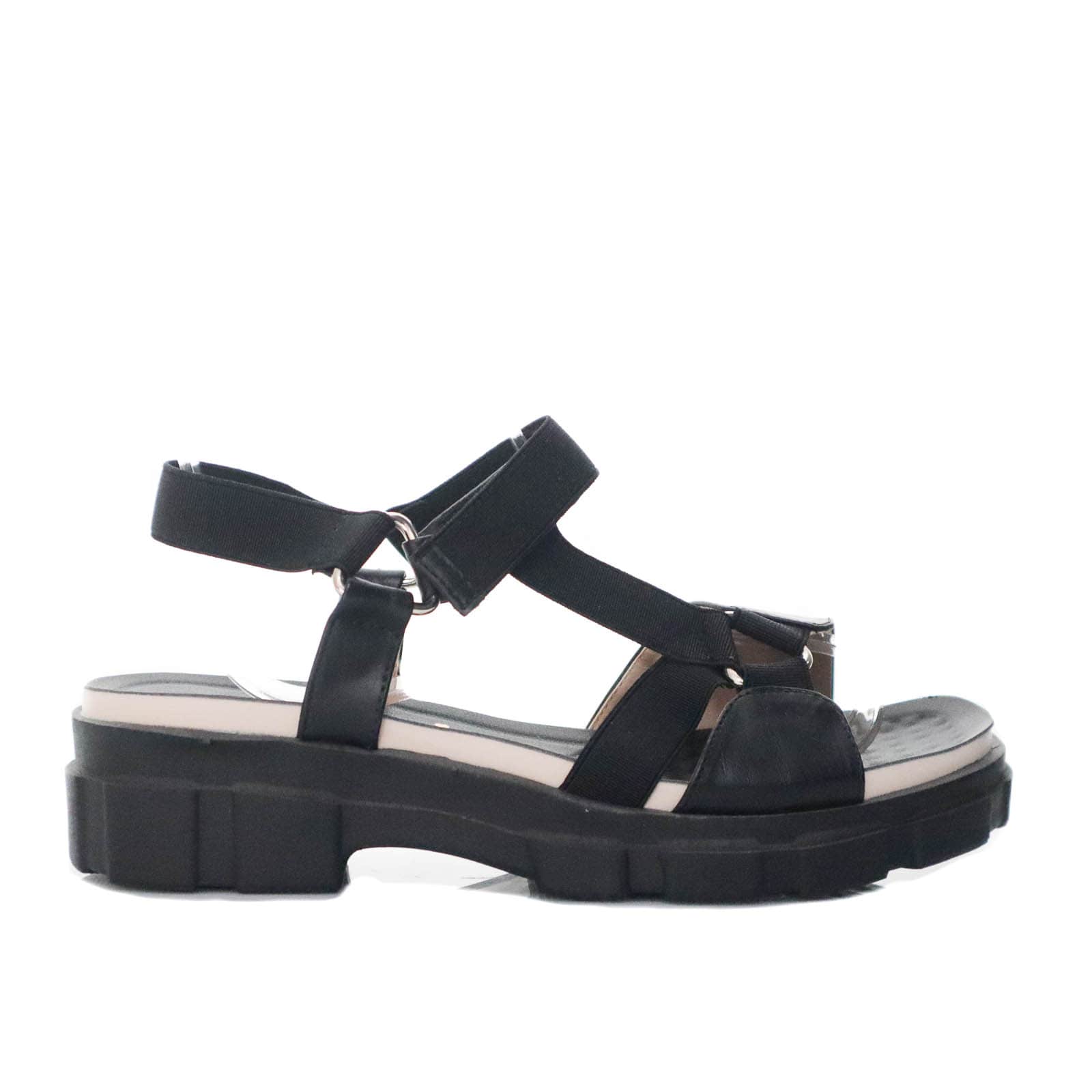 Sandalia plana negro para mujer 324-1-Z83