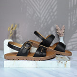 Sandalia plana negro para mujer 324-Z447
