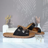 Sandalia plana negro para mujer 327-Z447