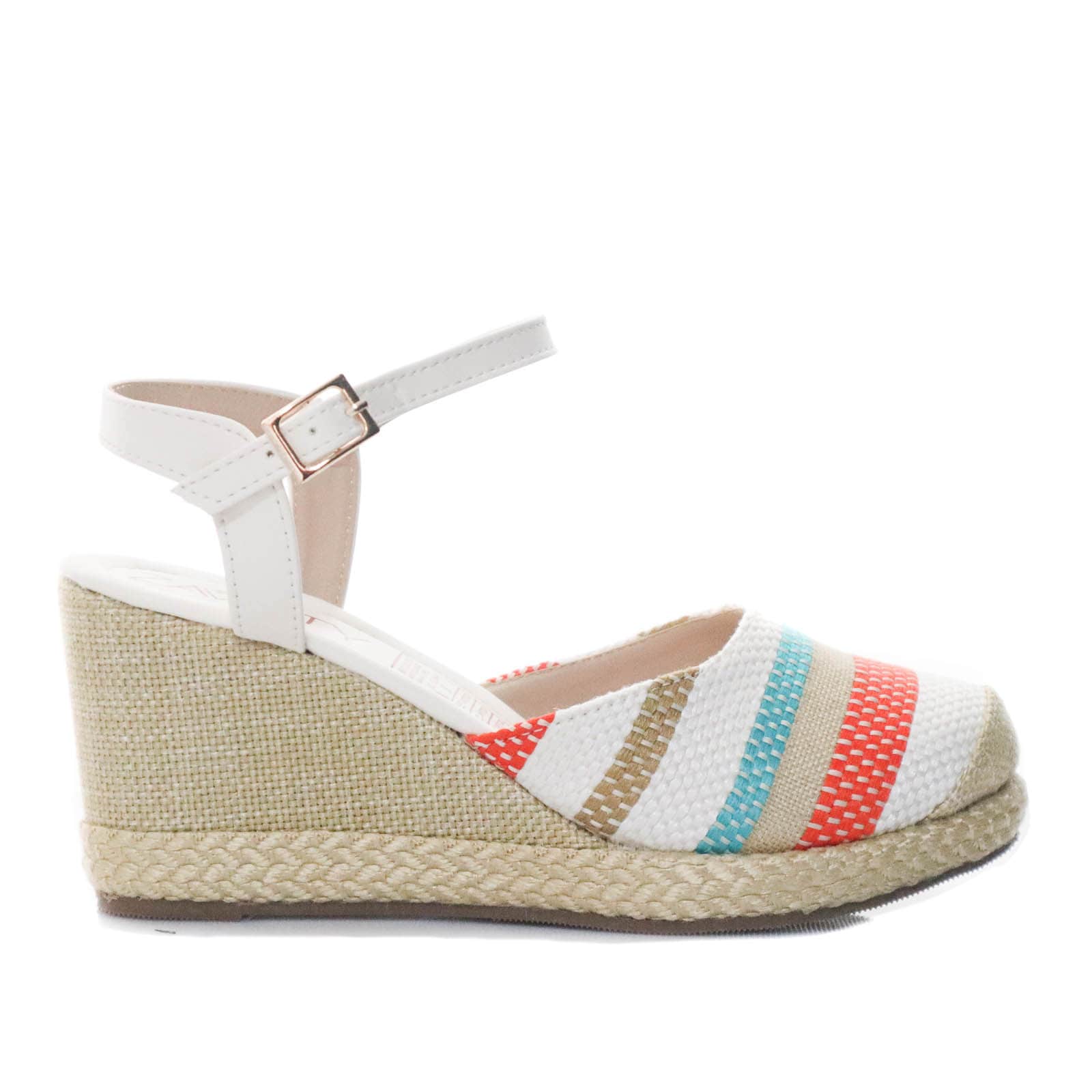 Plataforma alta beige x rayas naranjas para mujer 332-Z450
