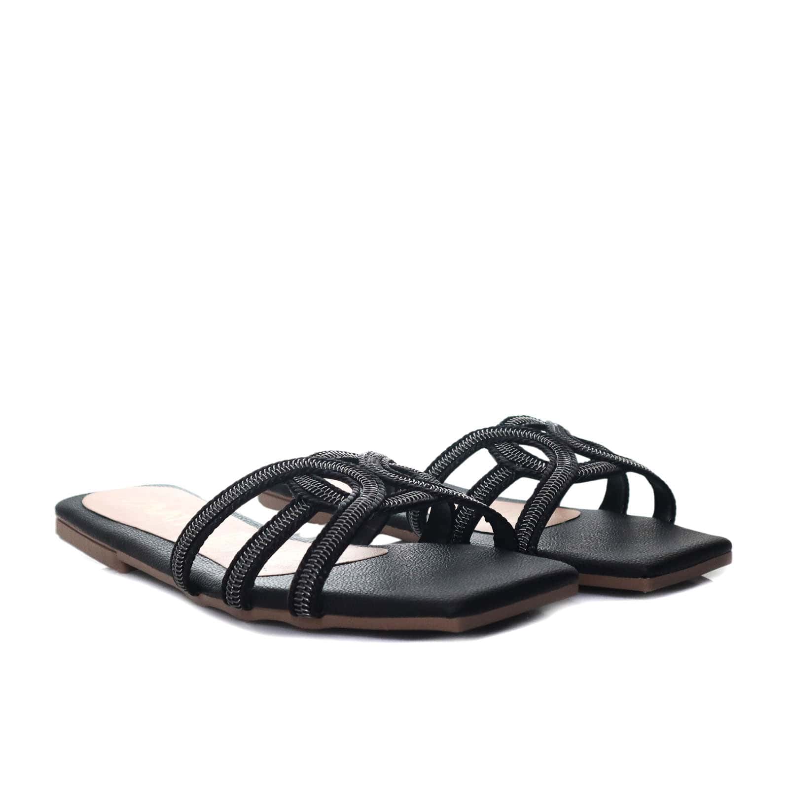 Sandalia plana negro para mujer 3512-Z278