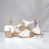 Sandalia tacon blanco ostra cuero para mujer 365-Z310