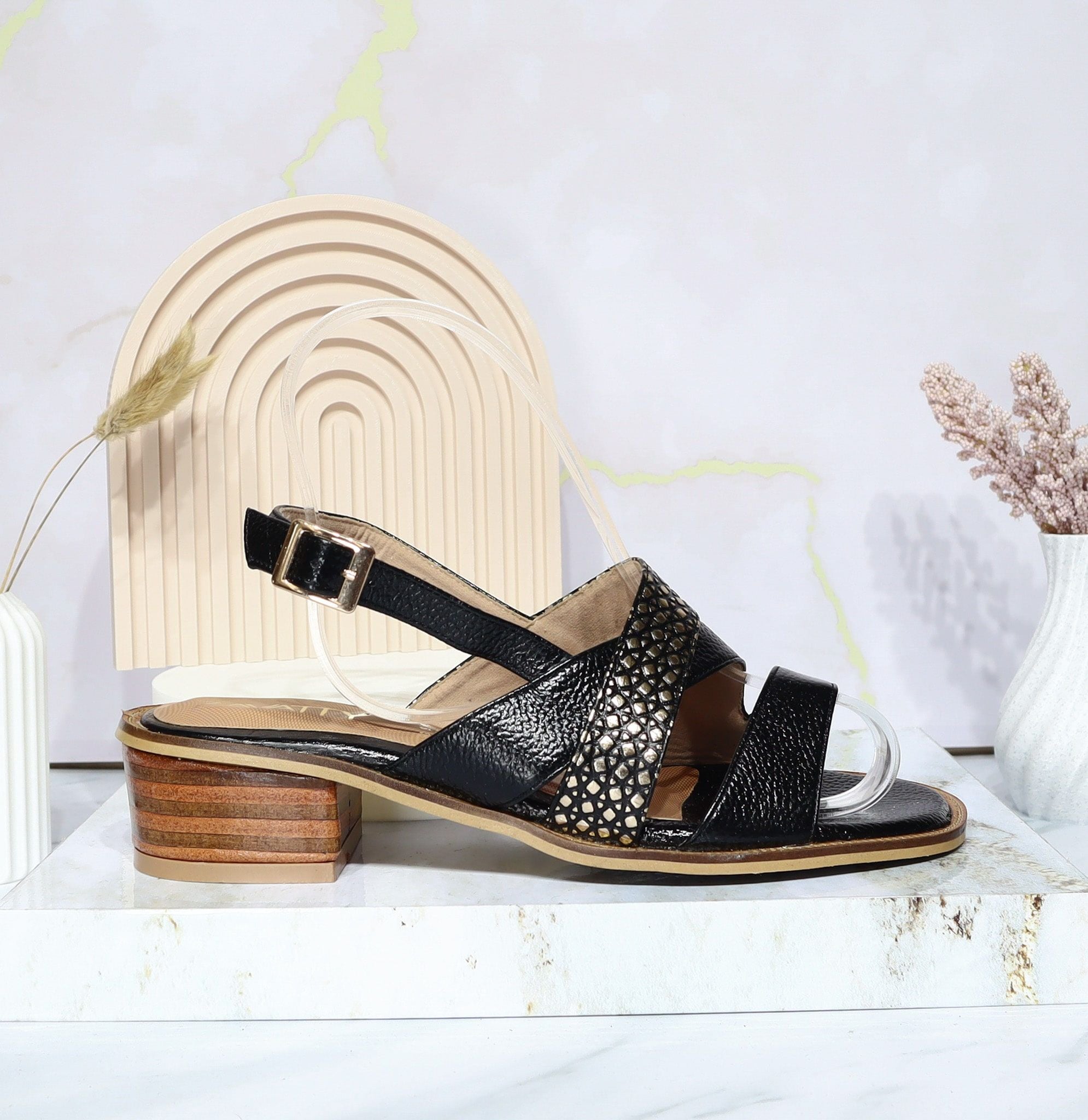 Sandalia tacon negro x folia para mujer 402-Z559