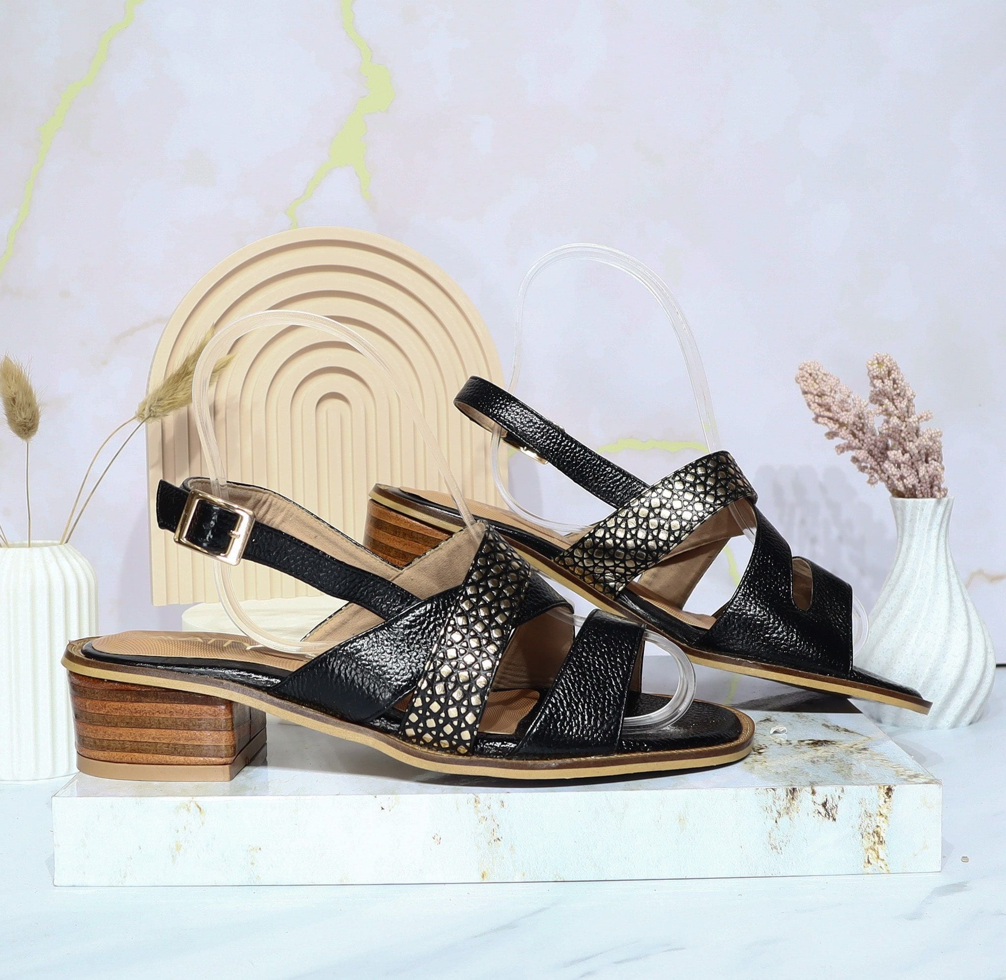 Sandalia tacon negro x folia para mujer 402-Z559