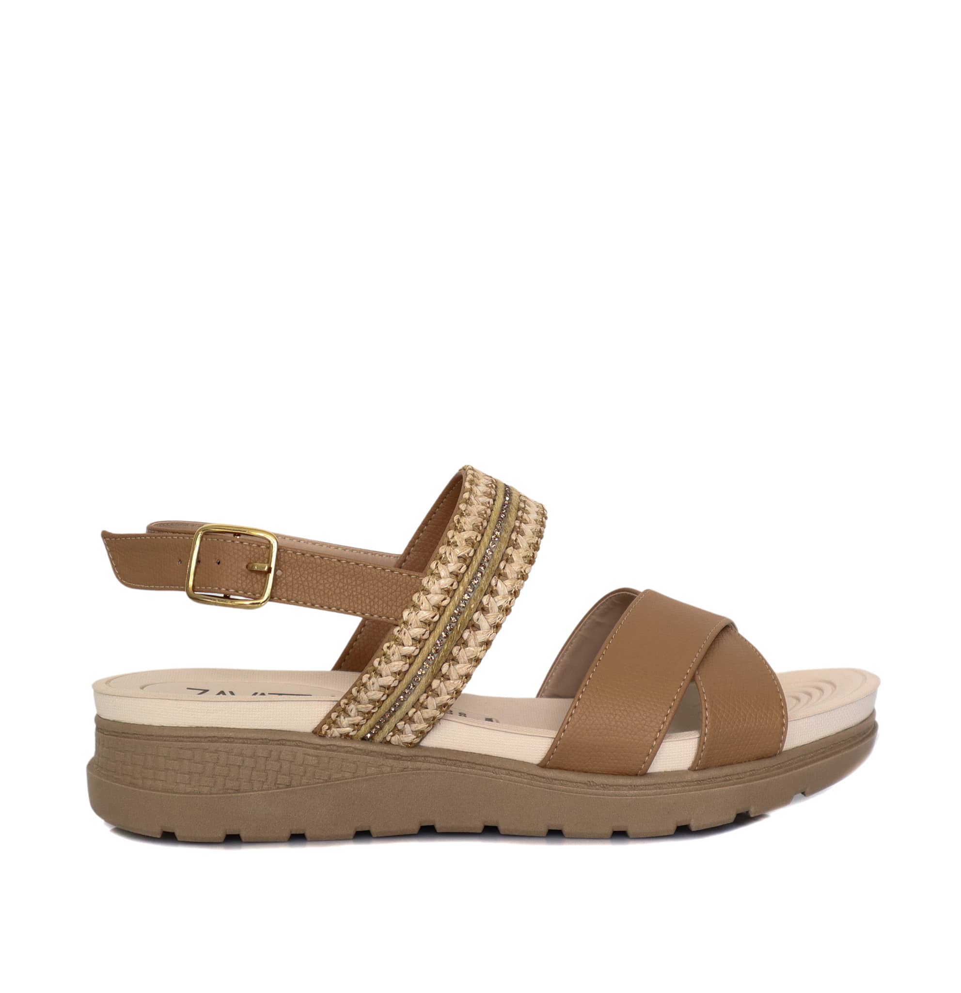 Sandalia plana camel para mujer 405-Z83