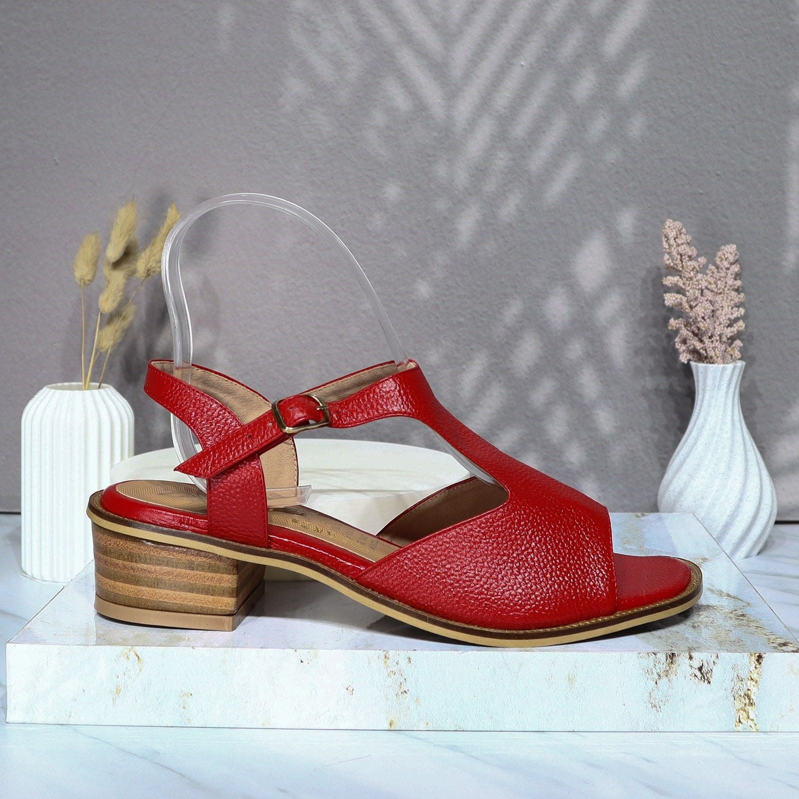 Sandalia tacon rojo para mujer 406-Z559