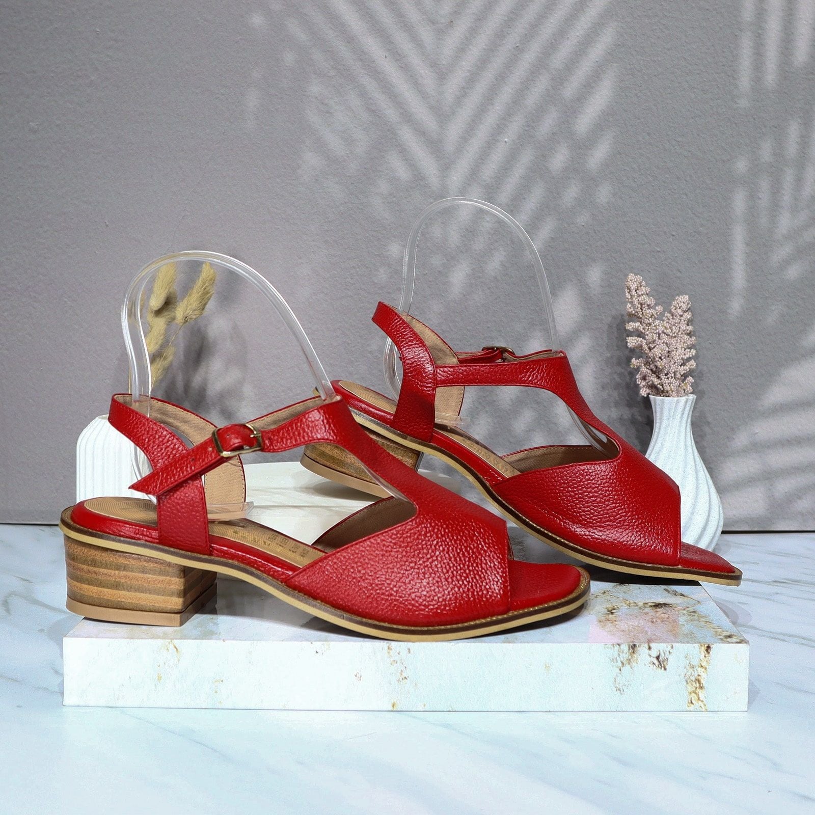 Sandalia tacon rojo para mujer 406-Z559