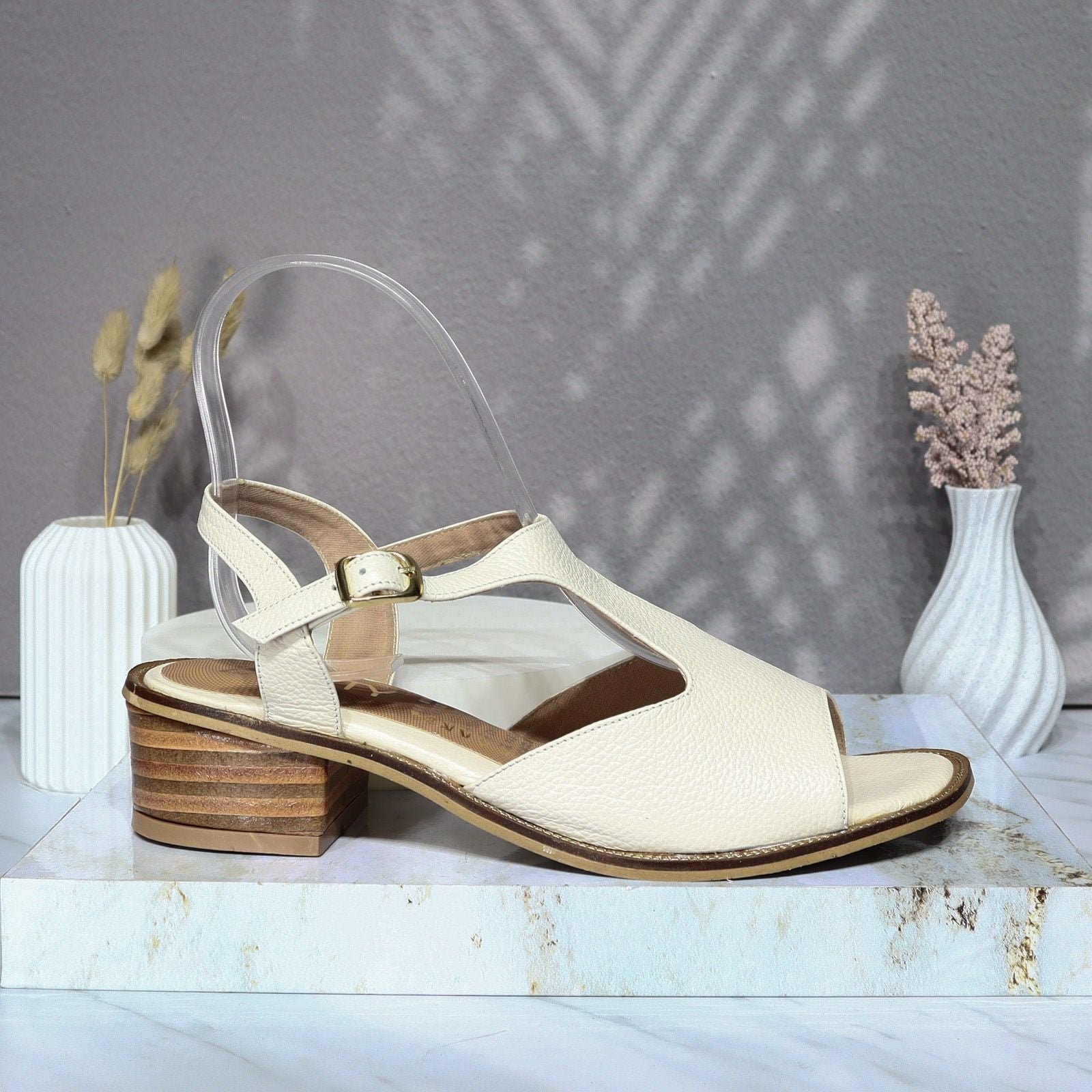 Sandalia tacon talco para mujer 406-Z559