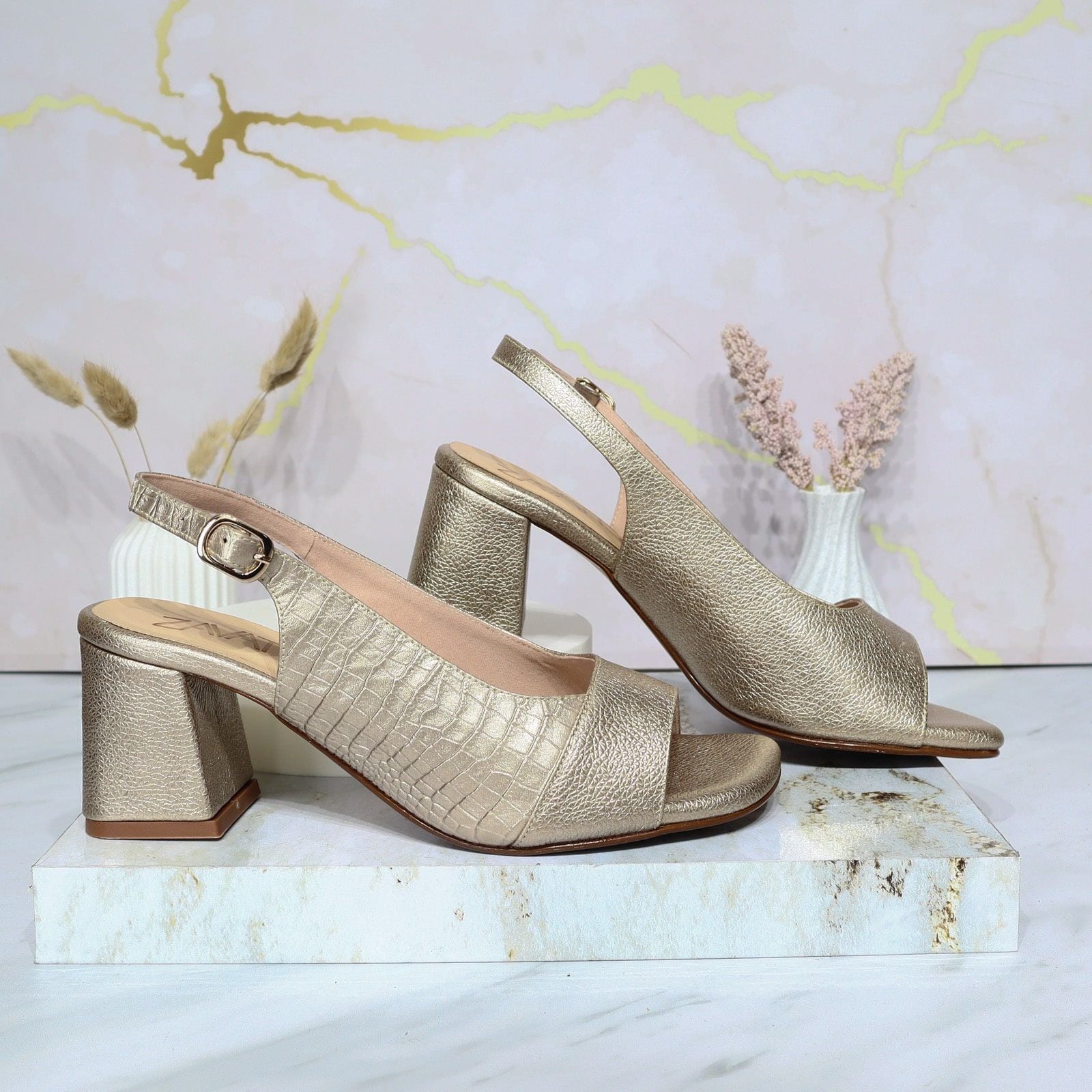 Tacon metal arena cuero para mujer 407-Z522