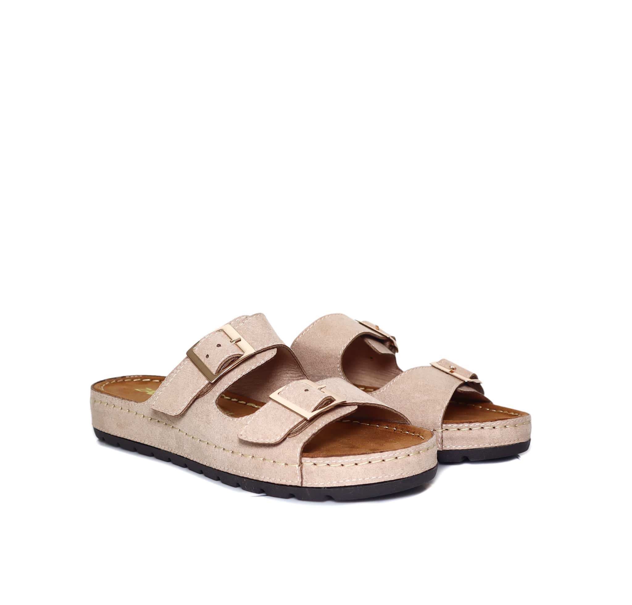 Sandalia plana beige para mujer 501-Z444