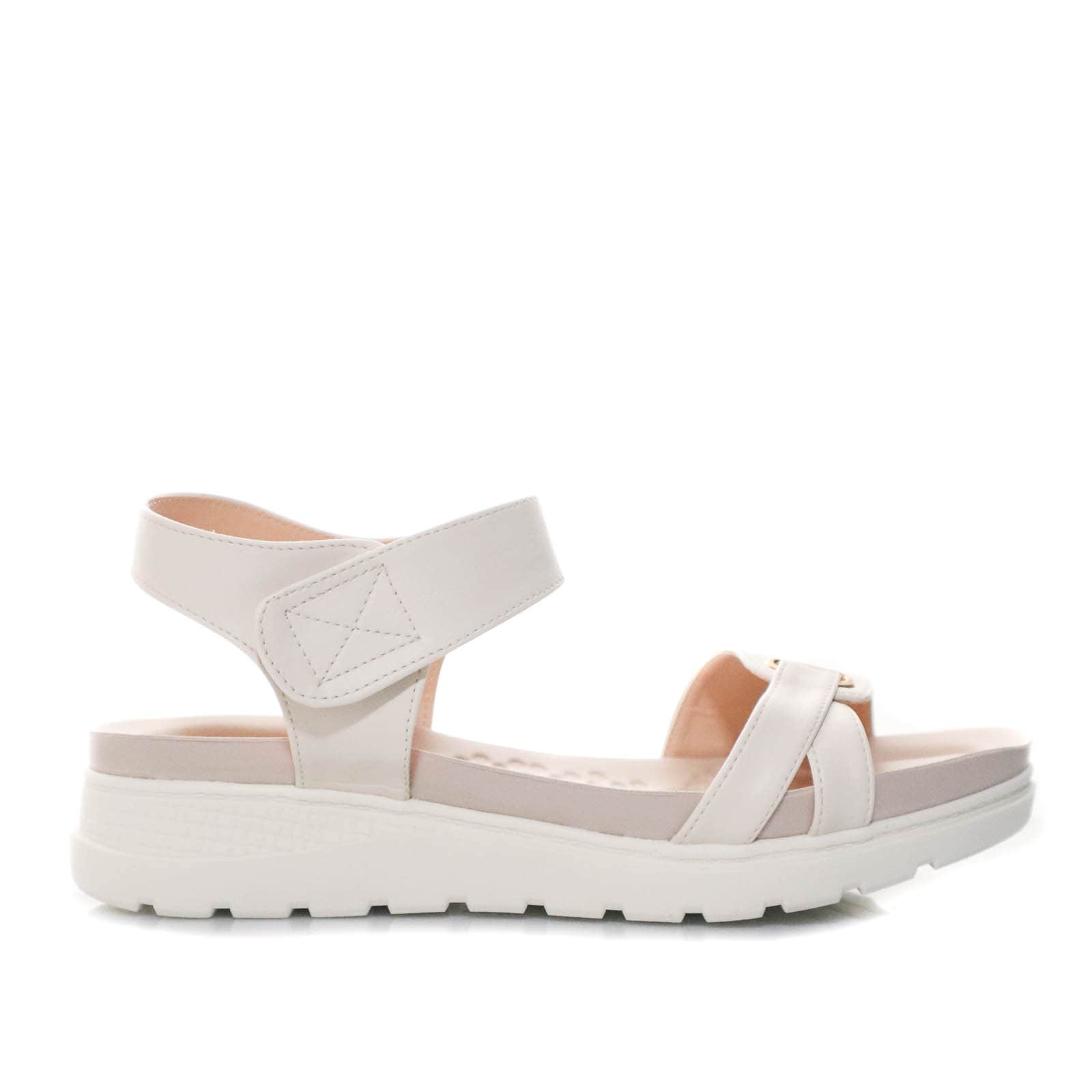 Sandalia plana talco para mujer 7019-1-Z83