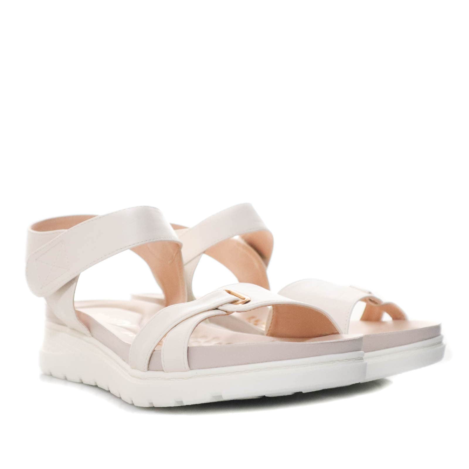 Sandalia plana talco para mujer 7019-1-Z83