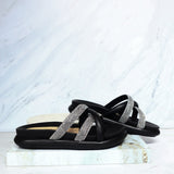 Sandalia 3 1/2 brillos negro x piedras para mujer 7023-Z617