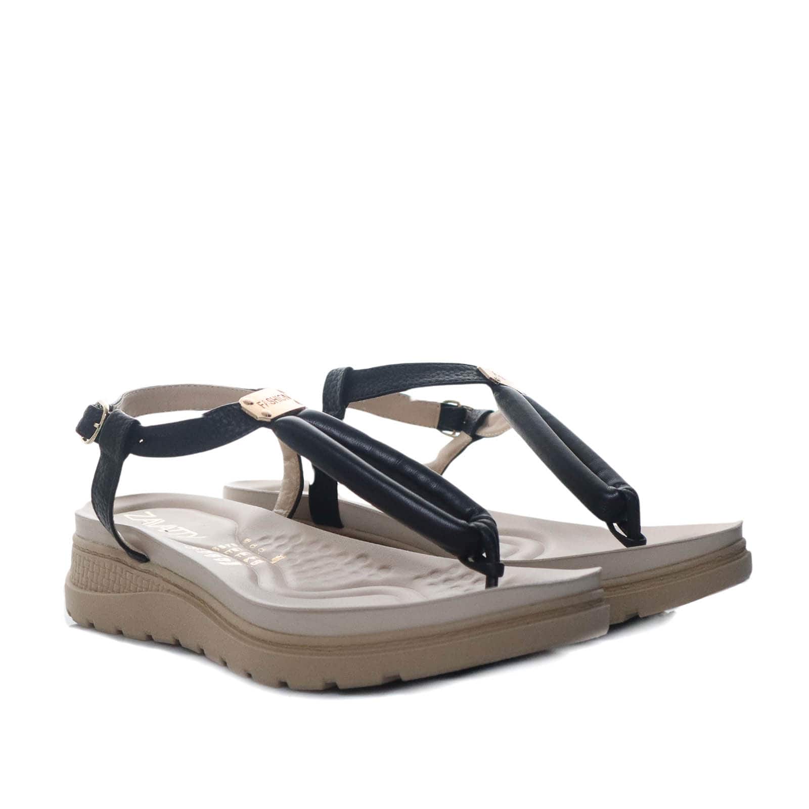 Sandalia plana negro para mujer 8065-Z83