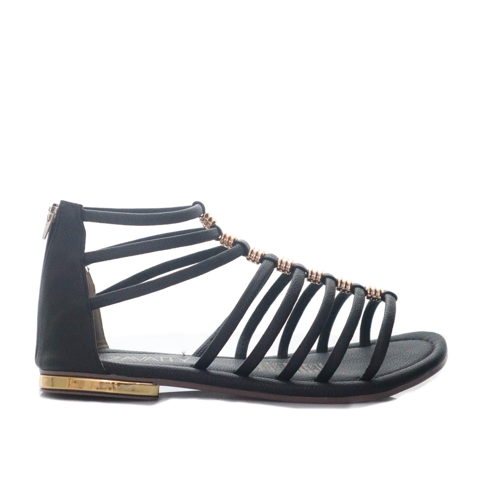 Sandalia plana negro para mujer 825-Z257