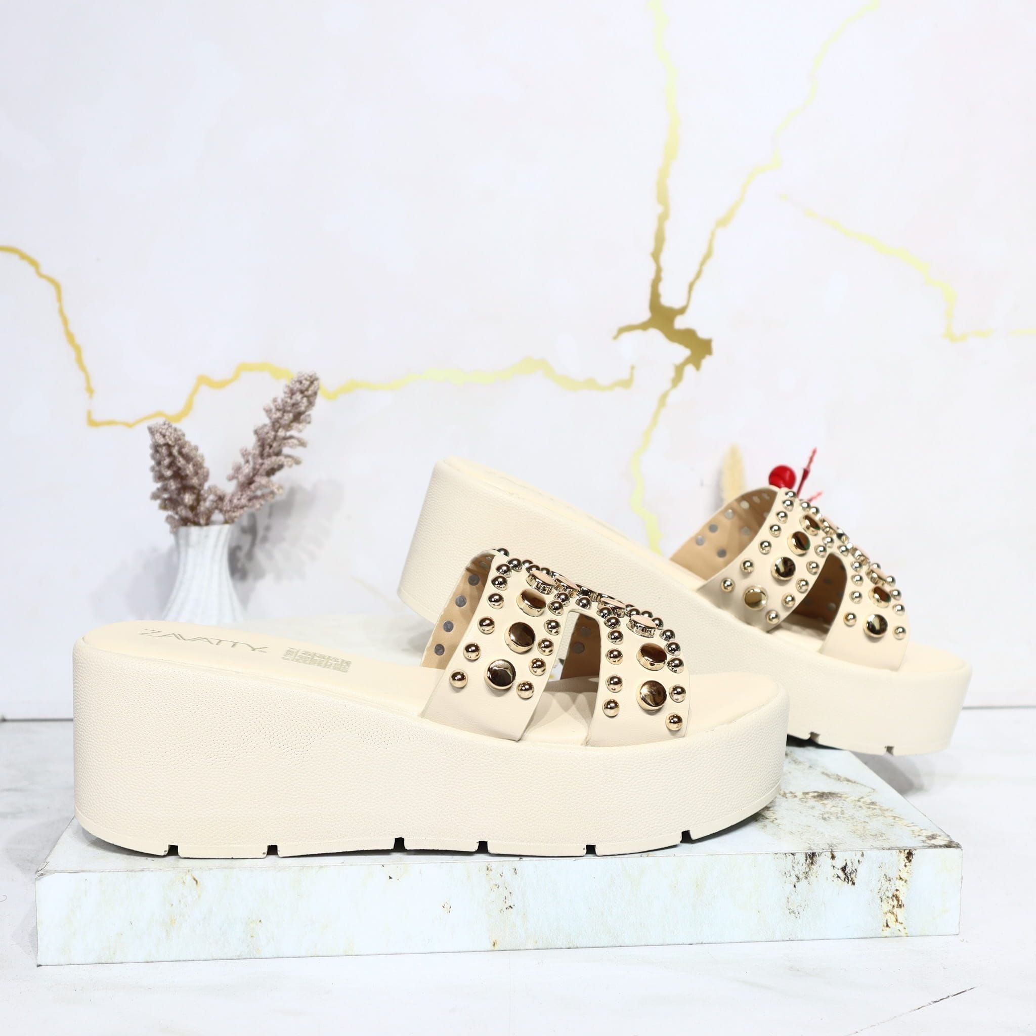 Plataforma alta beige para mujer 908-Z726