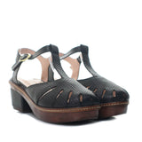 Sleidy negro cuero para mujer H-SILVIA