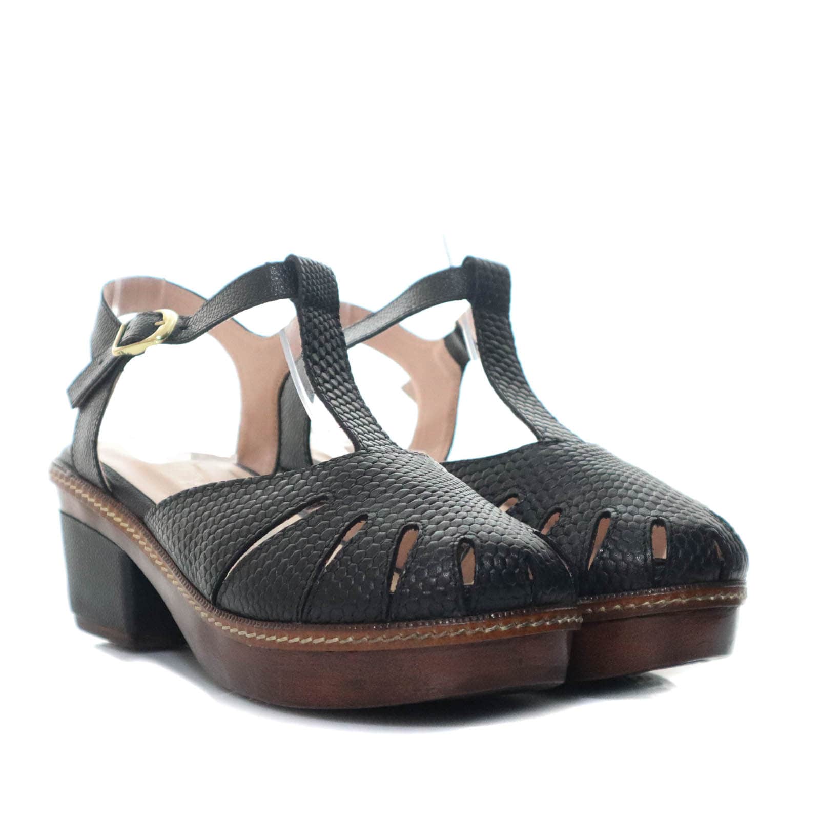 Sleidy negro cuero para mujer H-SILVIA