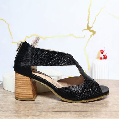 Sandalia tacon negro x orion negro cuero para mujer AMARA-Z11
