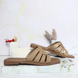 Sandalia plana capuchino cuero para mujer C47-Z19