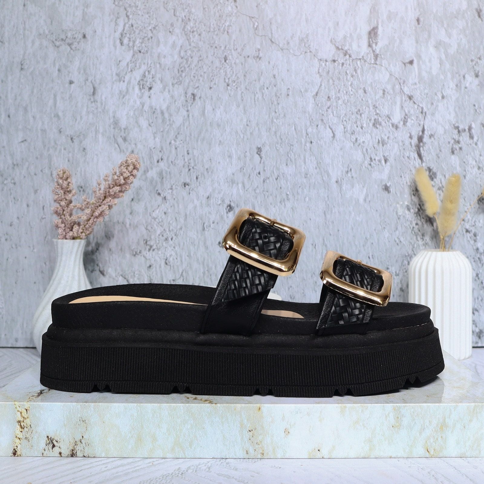 Sandalia plana negro x negro para mujer C540-Z84