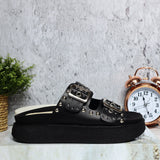 Plataforma baja negro para mujer H-KARINA