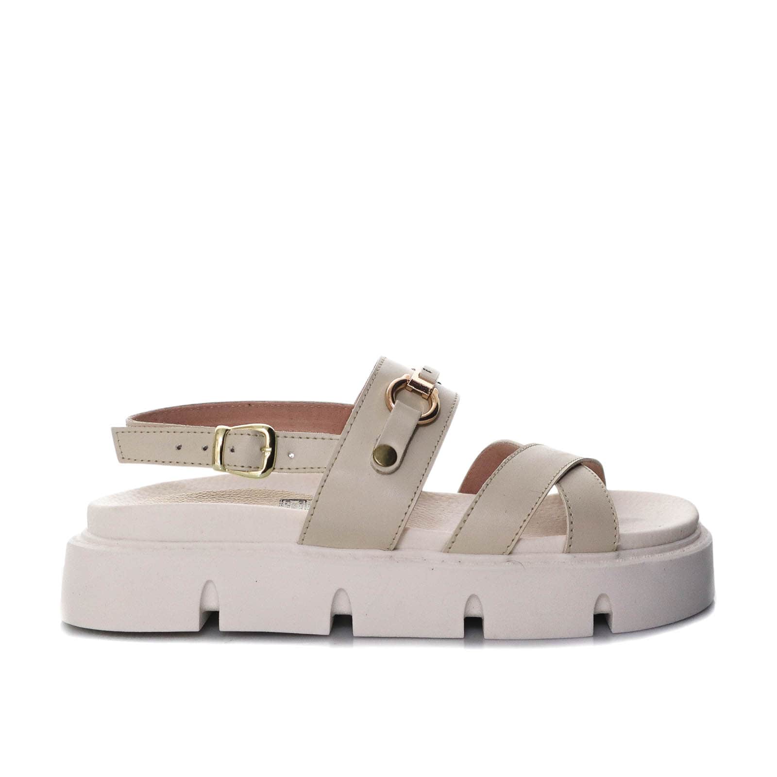 Sandalia plana beige para mujer H-KATIA