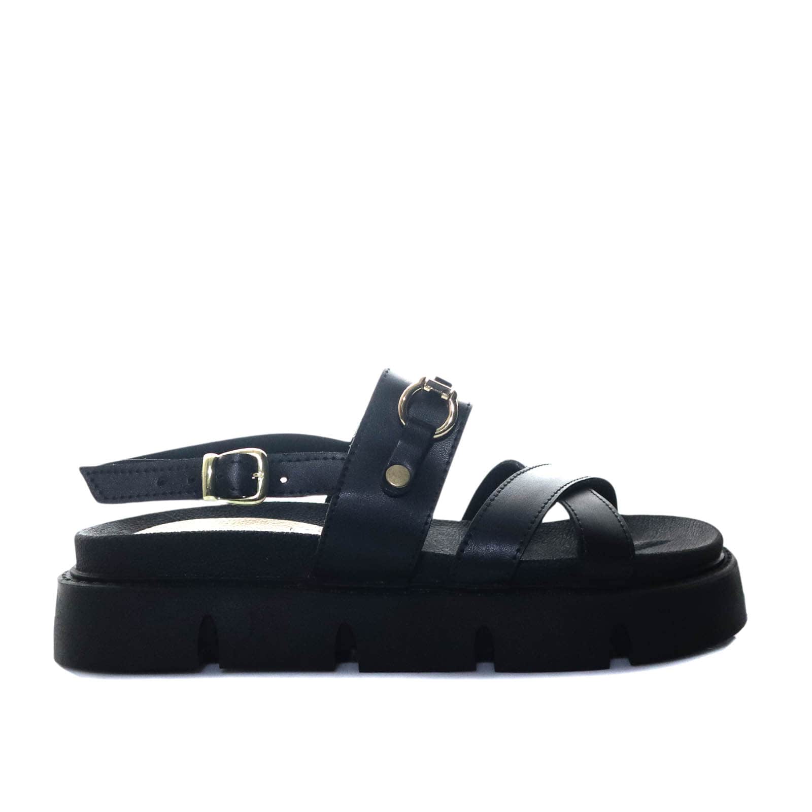 Sandalia plana negro para mujer H-KATIA