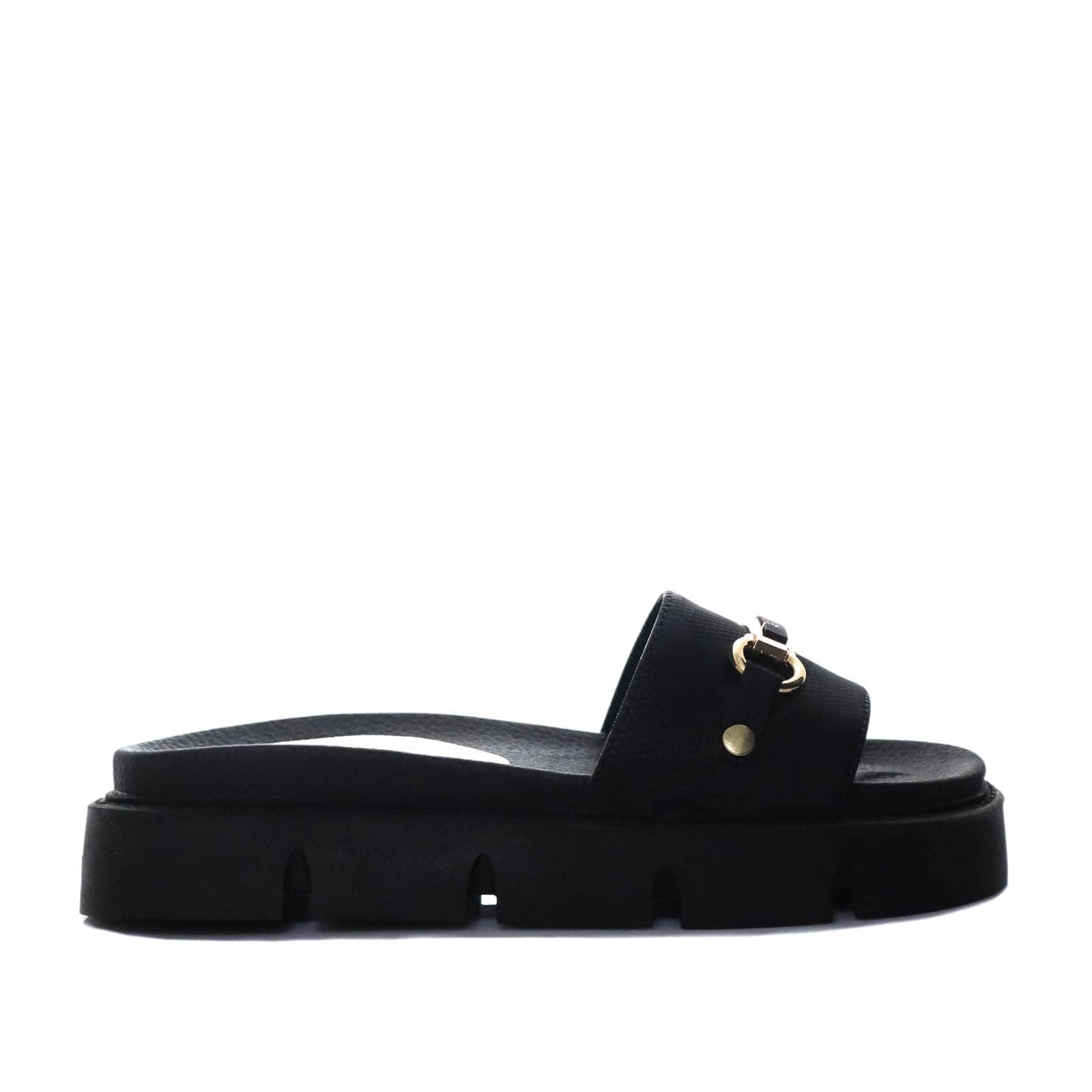 Sandalia plana negro x camuflado para mujer H-MAIRA