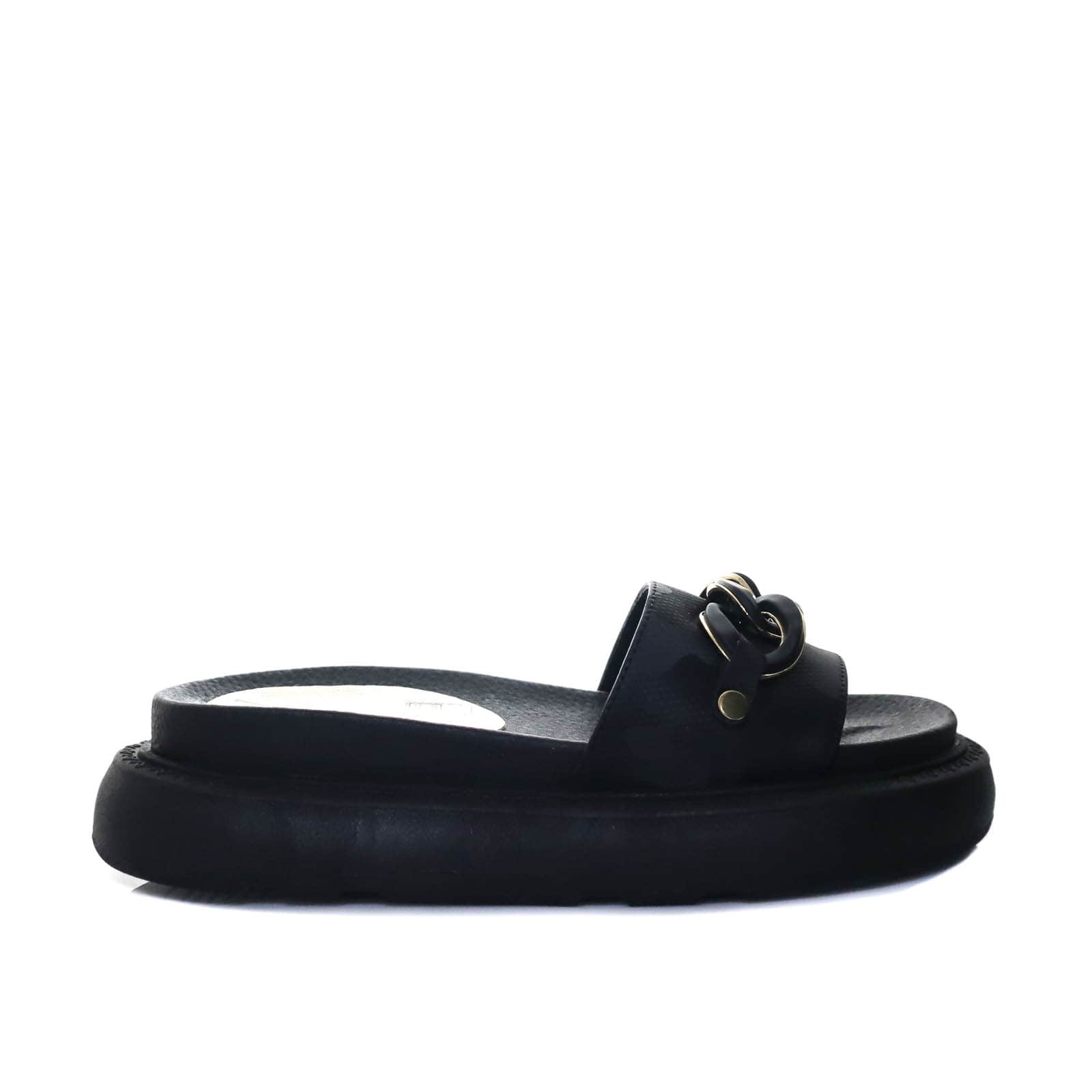 Sandalia plana negro x camuflado para mujer H-NORA