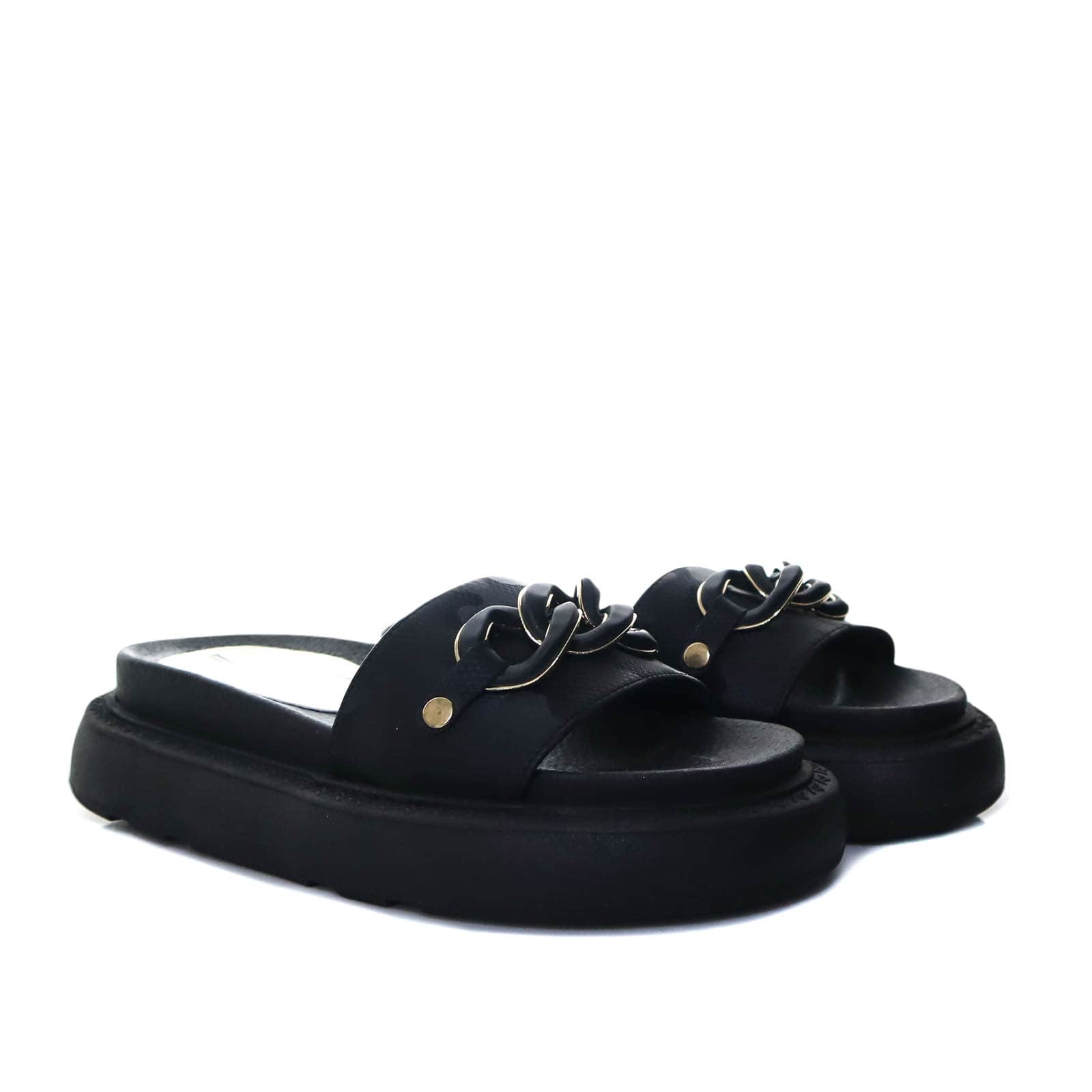 Sandalia plana negro x camuflado para mujer H-NORA
