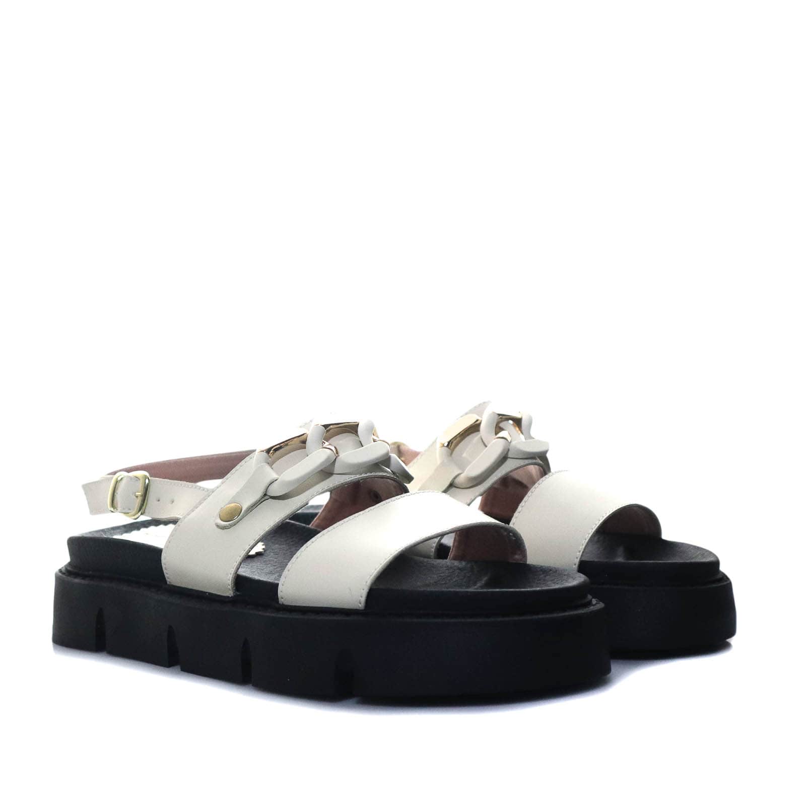 Sandalia plana beige para mujer H-VALENTINA