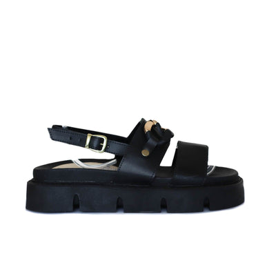Sandalia plana negro para mujer H-VALENTINA