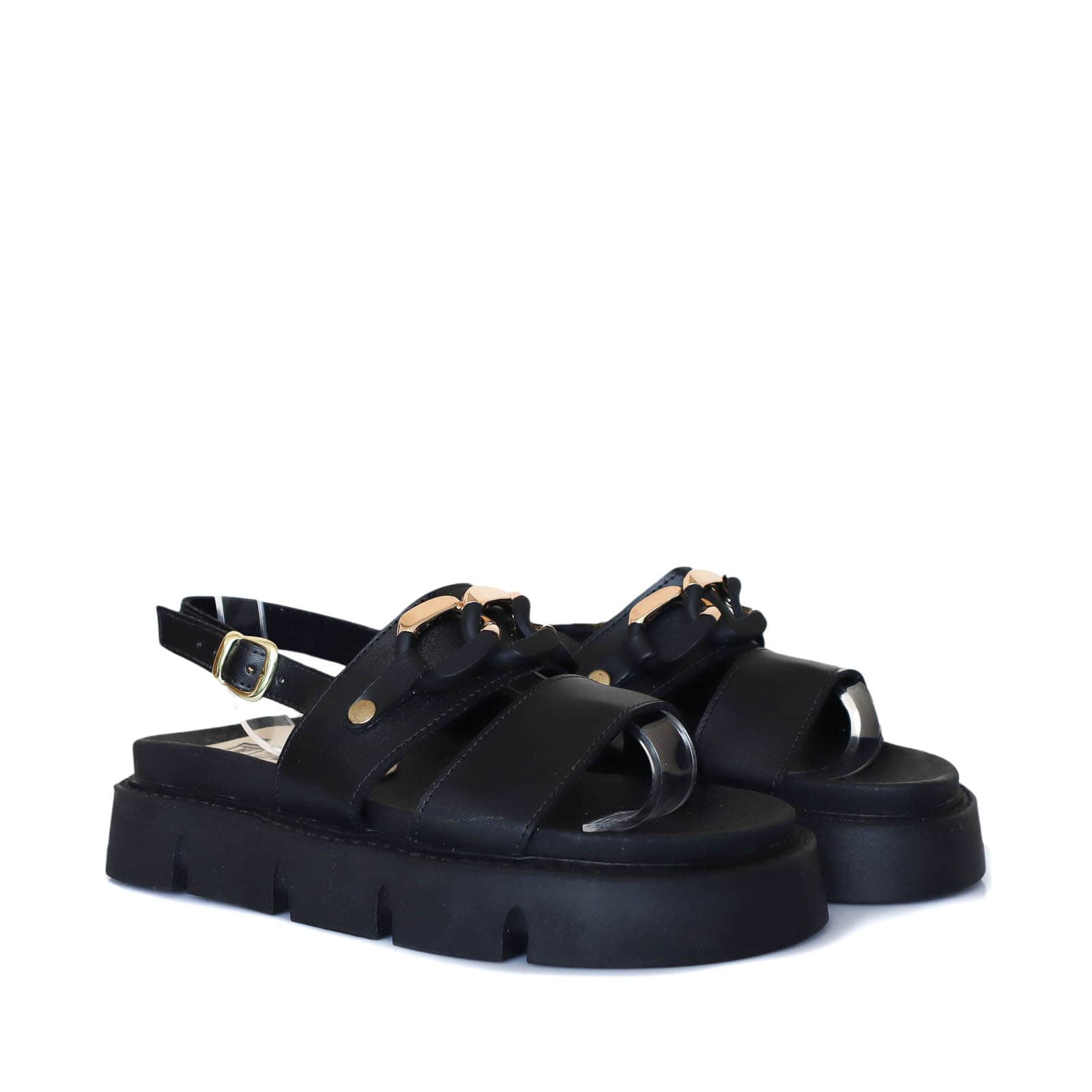 Sandalia plana negro para mujer H-VALENTINA